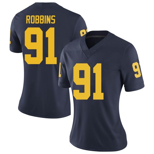 Brad Robbins Michigan Wolverines Women's NCAA #91 Navy Limited Brand Jordan College Stitched Football Jersey CYC4054TY